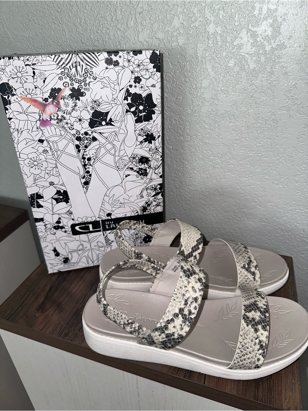 CL by Laundry Neutral Snake-Print Slip-On Sandals